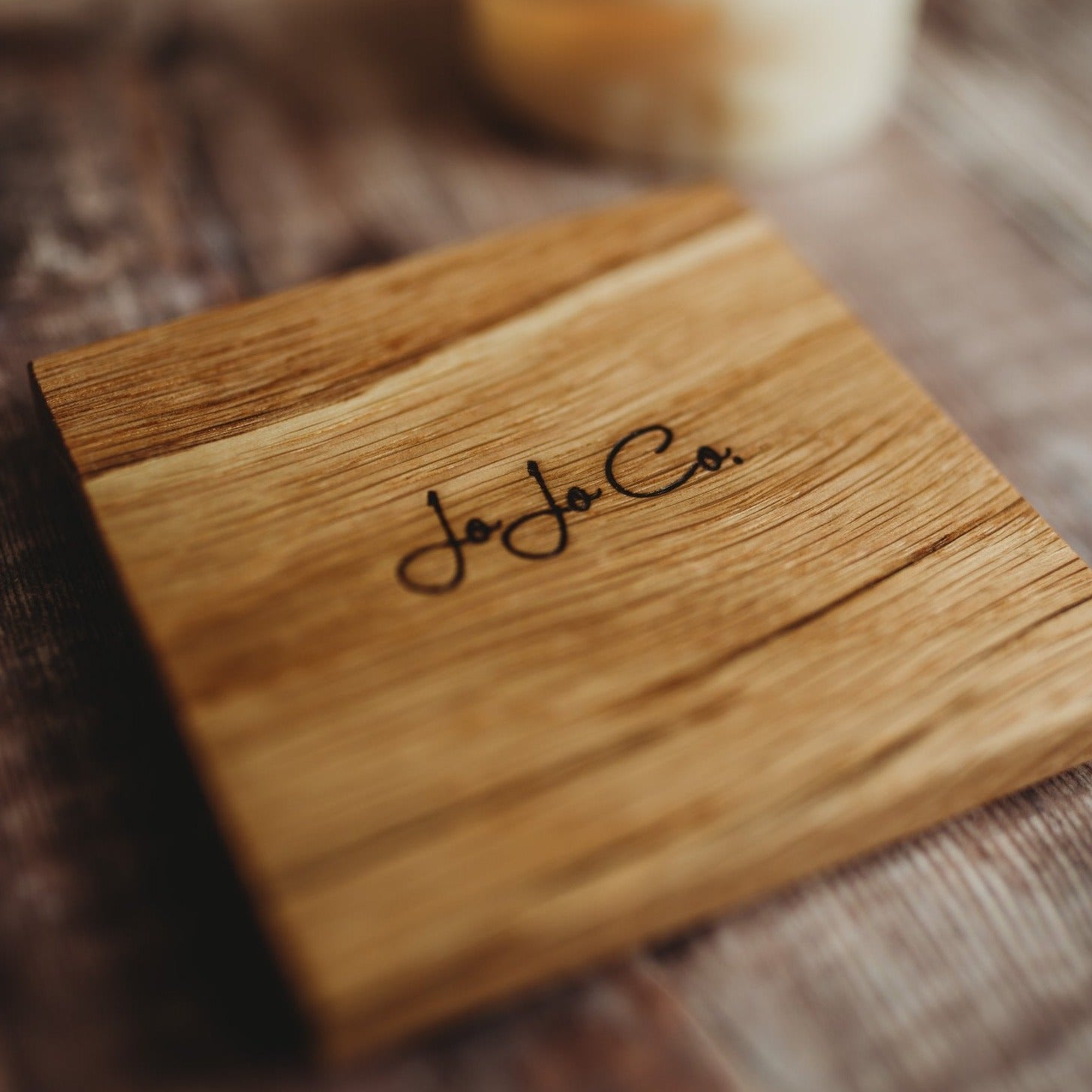 Thinking of You bereavement candle with optional Scottish oak base plate — sympathy gift set UK by JoJo Co.