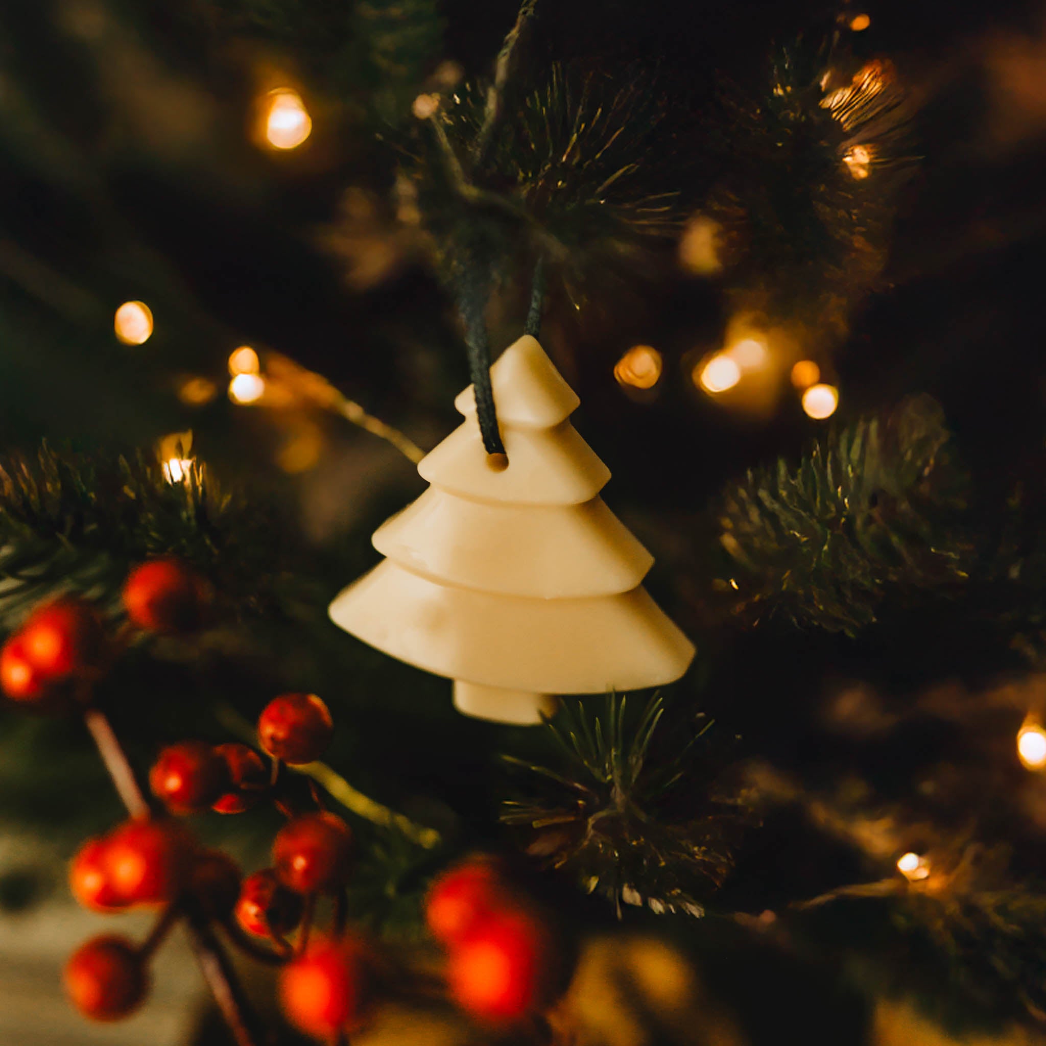 Cranberry & Spiced Nutmeg Christmas Tree Wax Decoration