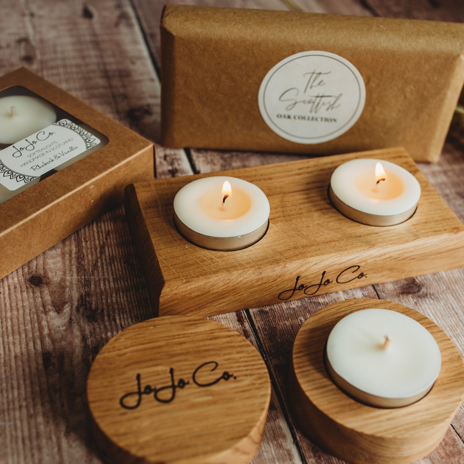 Scottish Oak Tealight Holders