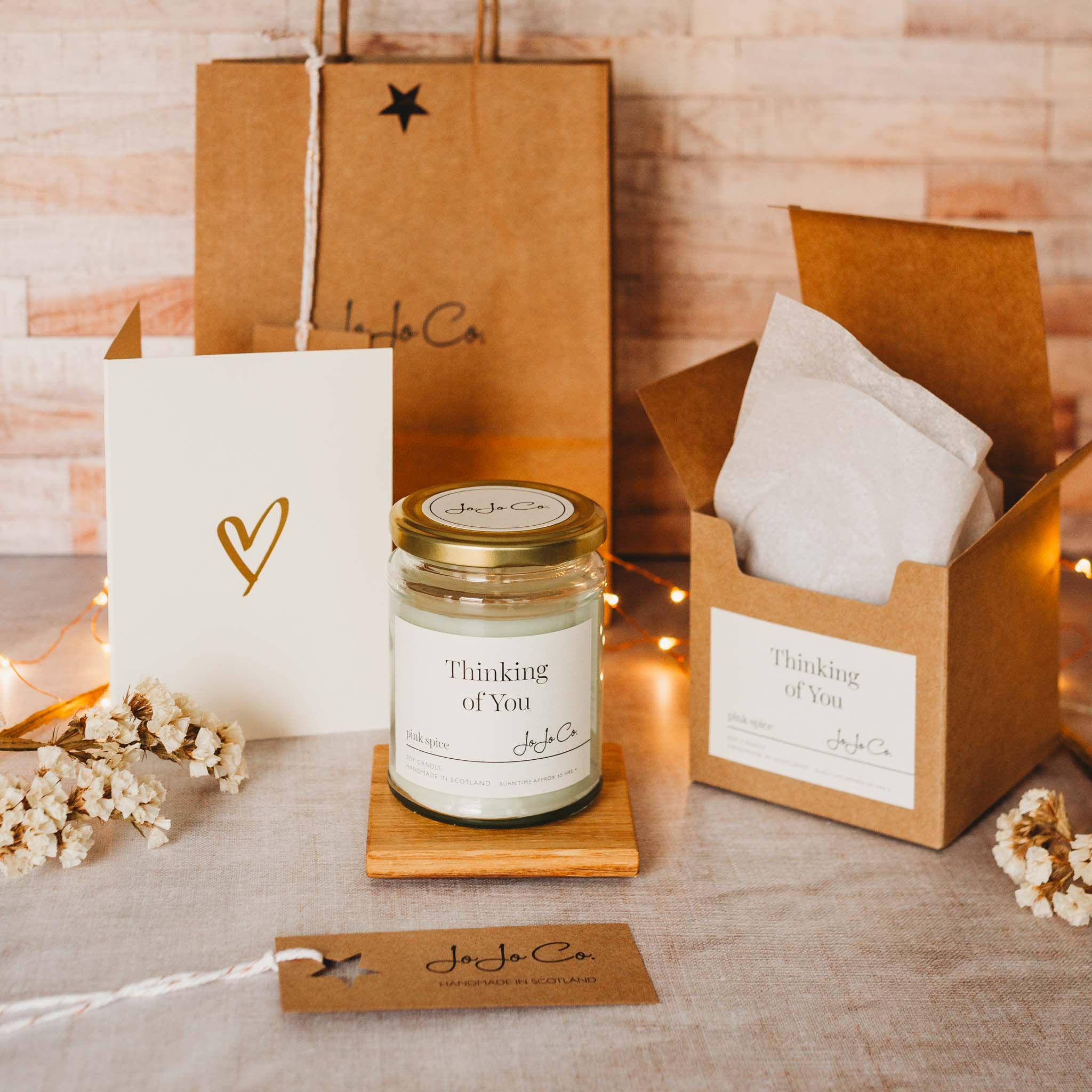 Thinking of You bereavement candle gift - luxury soy candle handmade in Scotland, beautifully boxed sympathy gift UK