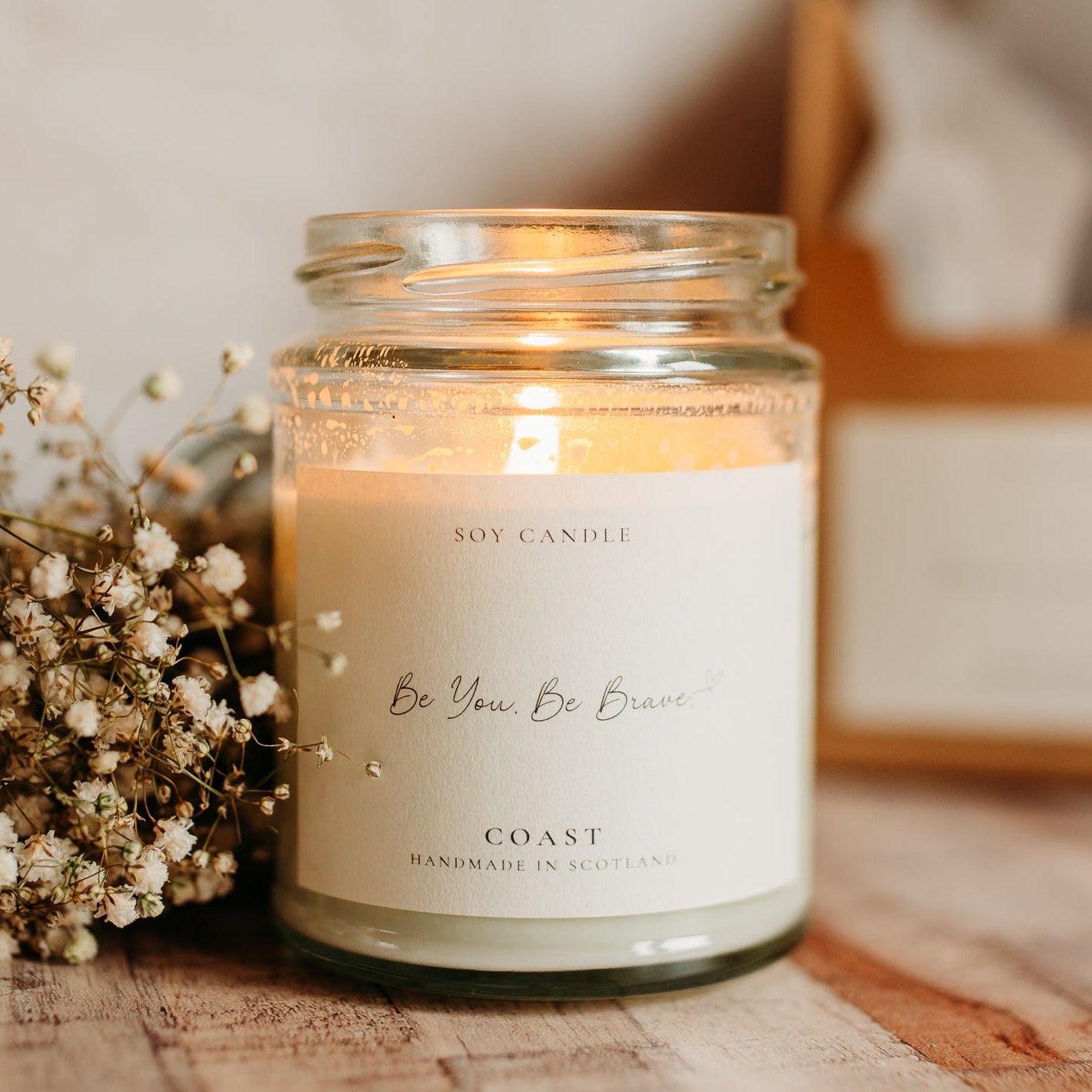 Be You. Be Brave. Kindness Candle -encouragement gift UK, handmade soy candle supporting Maggie's