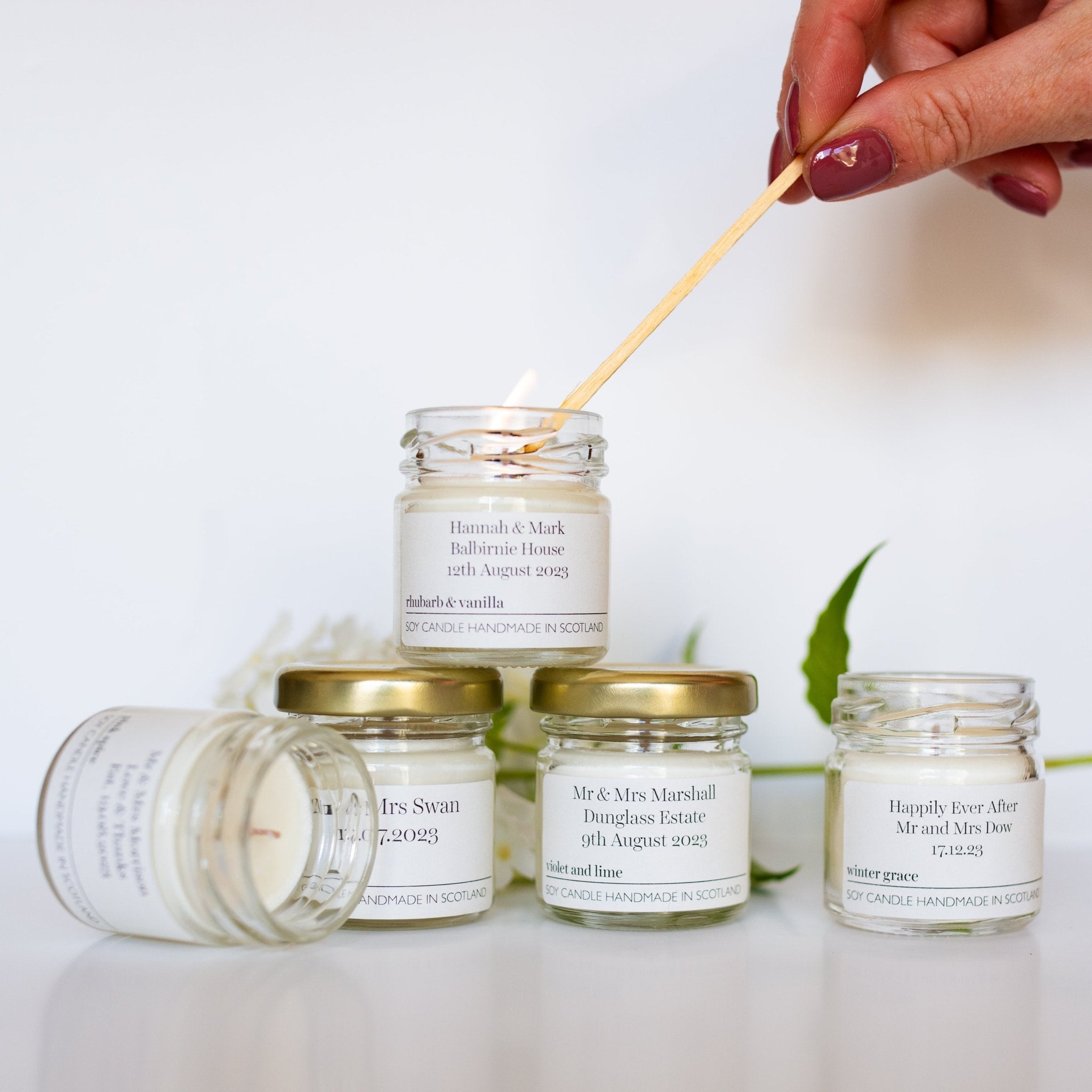 personalised wedding favour candles by JoJo Co.