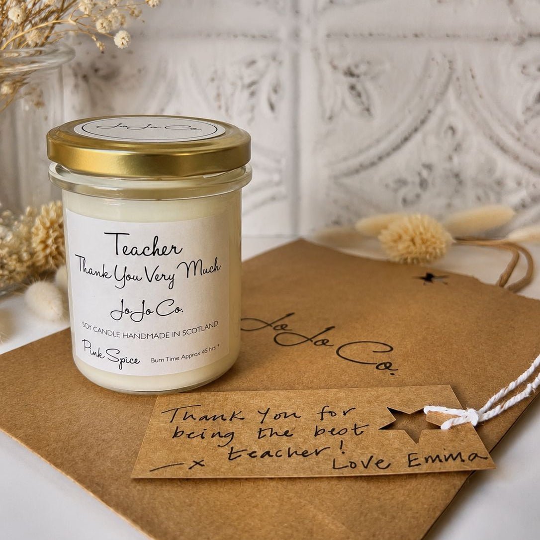 Teacher thank you gift candle in gift bag — JoJo Co.
